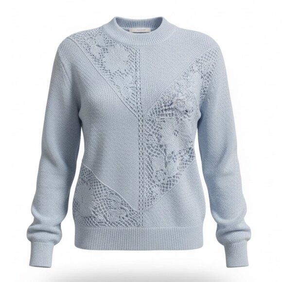 Jaclyn Smith Sweaters - Vtg Jaclyn Smith BEADED Embroidered Sweater Blue Size Large Cottagecore